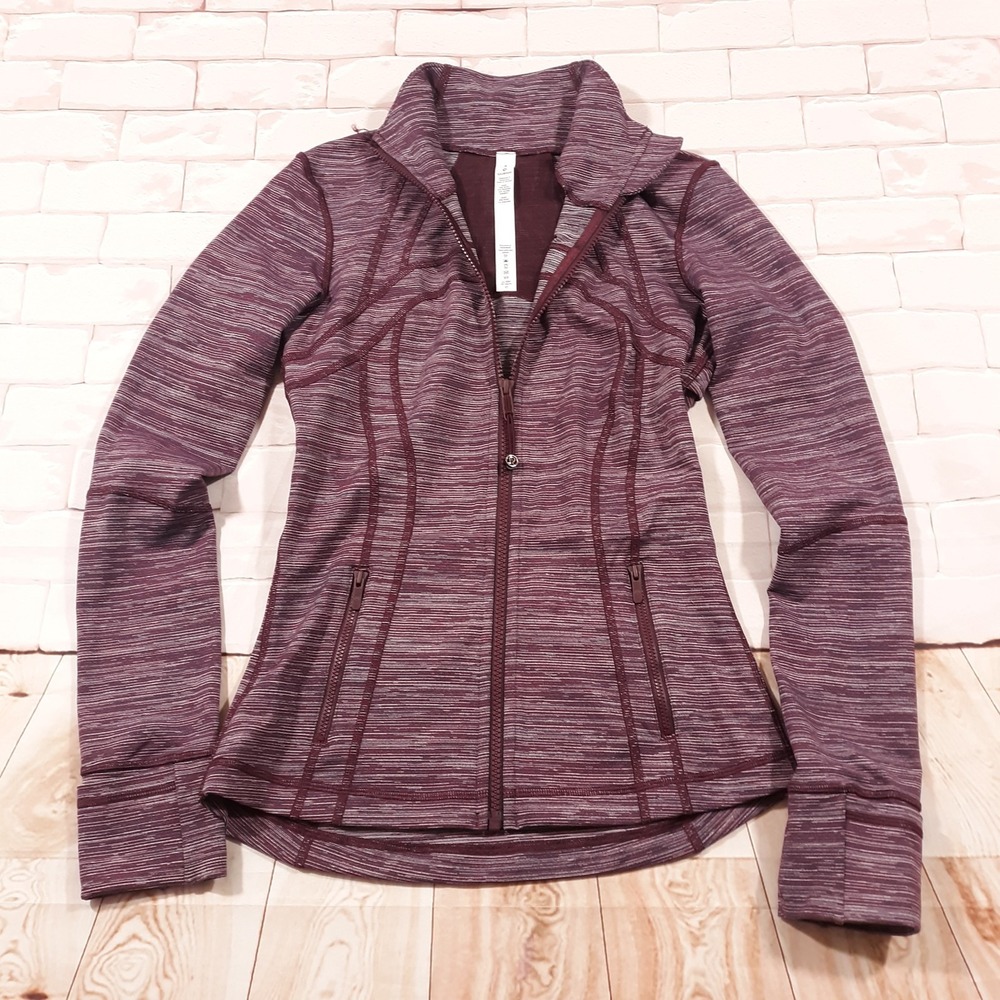 Lululemon Jacket Womens Size 4 Full Zip Activewear Yoga Dark Wine Nylon Blend